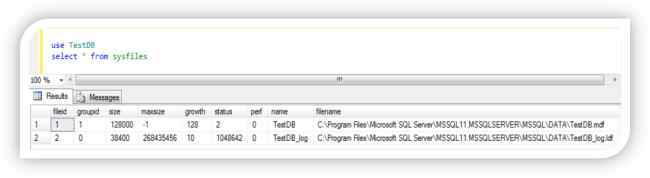 Showing output from sysfiles